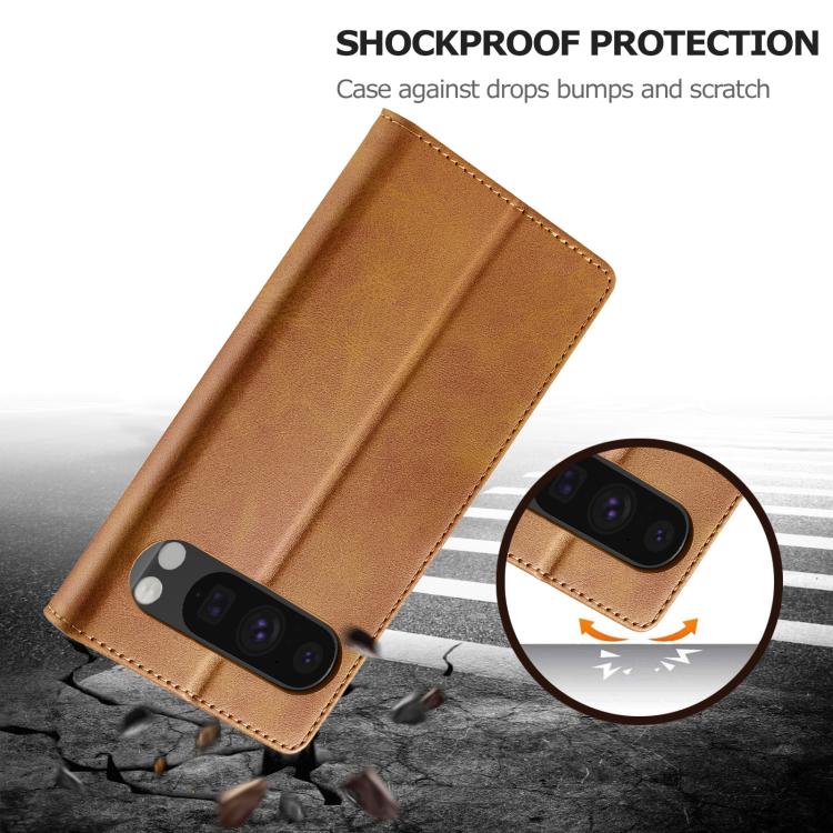 For Google Pixel 10 Pro XL LC.IMEEKE Calf Texture Flip Leather Phone Case(Yellow) - Google Cases by LC.IMEEKE | Online Shopping UK | buy2fix