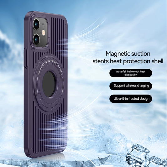For iPhone 12 Cooling MagSafe Magnetic Ring Holder Phone Case(Purple) by buy2fix