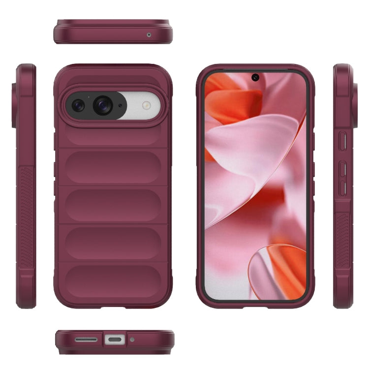 For Google Pixel 9 Pro 5G Magic Shield TPU + Flannel Phone Case(Wine Red) - Google Cases by buy2fix | Online Shopping UK | buy2fix
