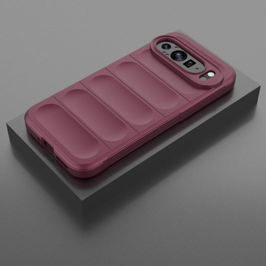 For Google Pixel 9 Pro XL 5G Magic Shield TPU + Flannel Phone Case(Wine Red) by buy2fix