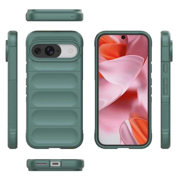 For Google Pixel 9 5G Global Magic Shield TPU + Flannel Phone Case(Dark Green) - Google Cases by buy2fix | Online Shopping UK | buy2fix