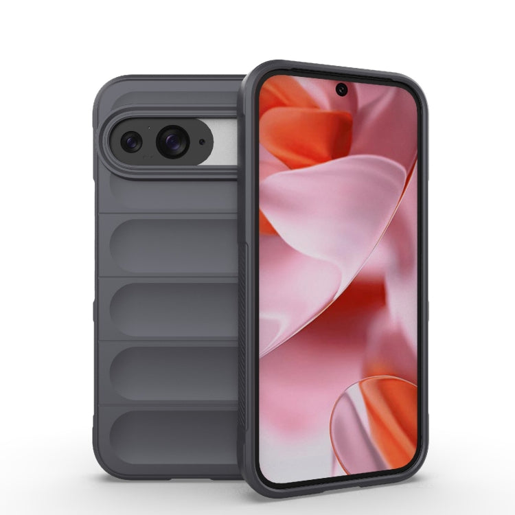 For Google Pixel 9 5G Global Magic Shield TPU + Flannel Phone Case(Dark Grey) - Google Cases by buy2fix | Online Shopping UK | buy2fix