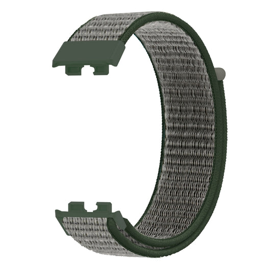 For Huawei Band 8 16mm Woven Nylon Loop Watch Band(Dark Olive) by buy2fix