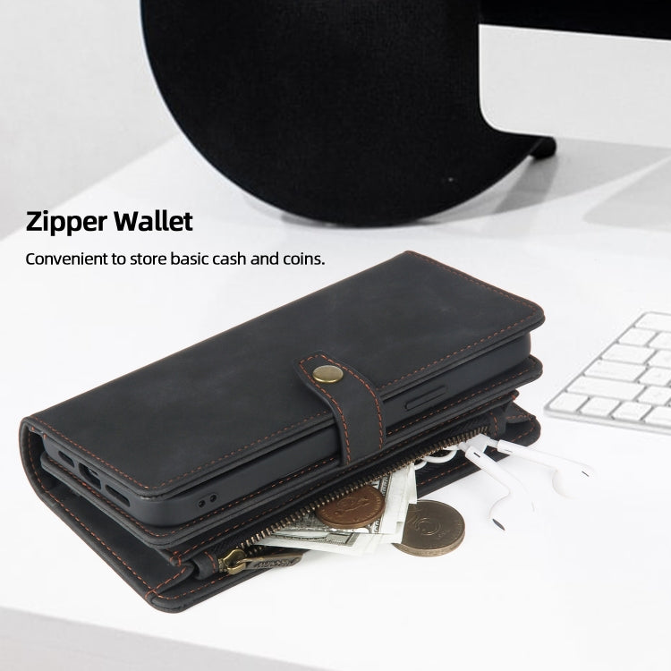 For iPhone 13 Pro Zipper Wallet Magnetic Detachable Leather Phone Case(Black) - iPhone 13 Pro Cases by buy2fix | Online Shopping UK | buy2fix