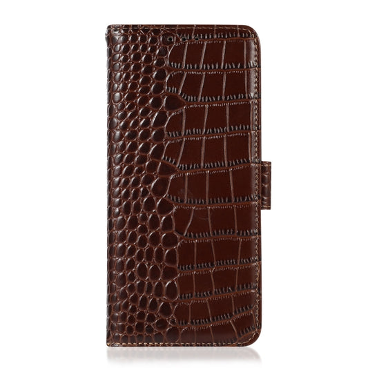 For Samsung Galaxy S24+ Crocodile Top Layer Cowhide Leather Phone Case(Brown) - Galaxy Phone Cases by buy2fix | Online Shopping UK | buy2fix