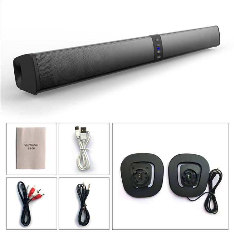 BS-36 20W Multi-Function 3D Stereo Surround Bluetooth Speaker Subwoofer Soundbar(Black) - Desktop Speaker by buy2fix | Online Shopping UK | buy2fix