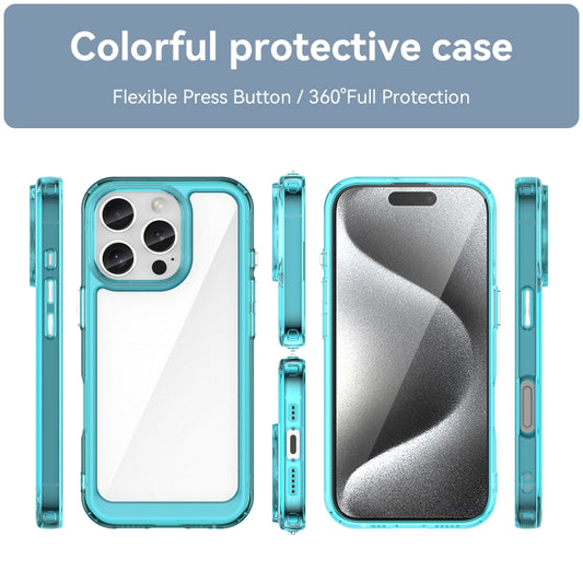 For iPhone 16 Pro Colorful Series Acrylic + TPU Phone Case(Transparent Blue) by buy2fix
