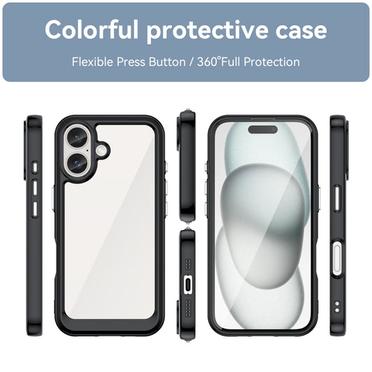 For iPhone 16 Plus Colorful Series Acrylic + TPU Phone Case(Black) by buy2fix