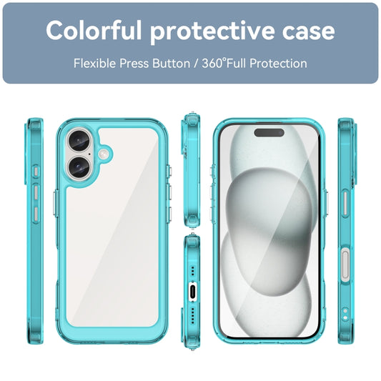 For iPhone 16 Plus Colorful Series Acrylic + TPU Phone Case(Transparent Blue) by buy2fix