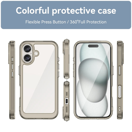 For iPhone 16 Colorful Series Acrylic + TPU Phone Case(Transparent Grey) by buy2fix