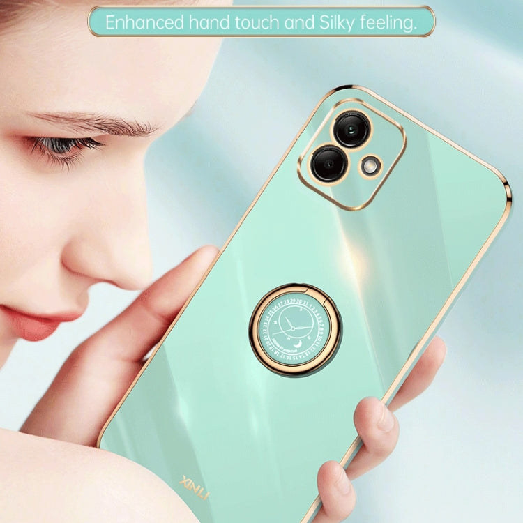 For Samsung Galaxy A05 XINLI Straight Edge 6D Electroplate TPU Phone Case with Ring Holder(Pink) by XINLI