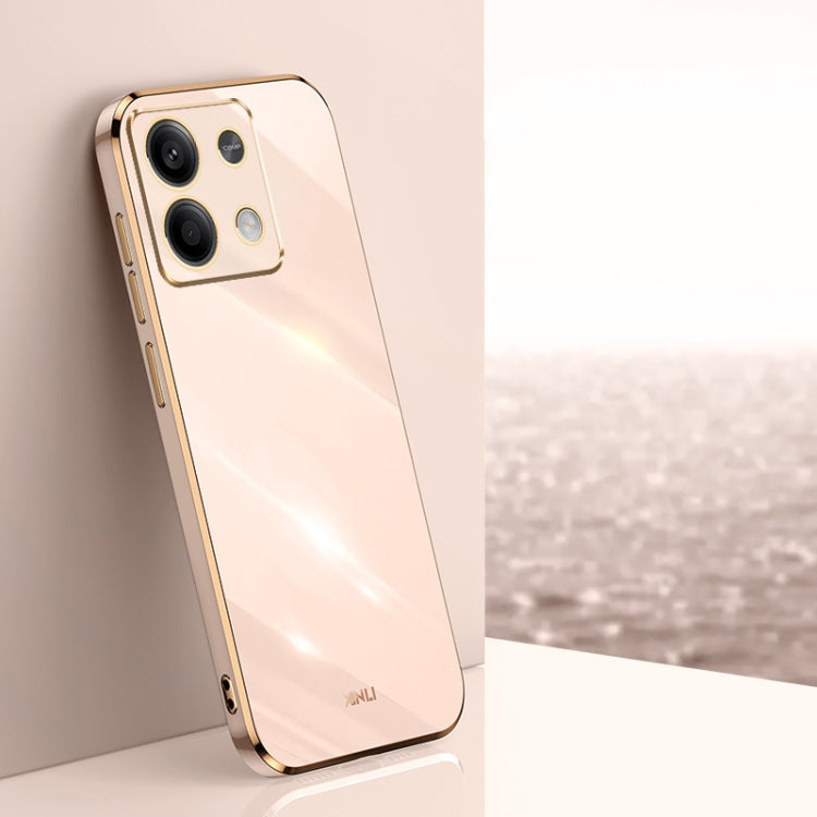 For Xiaomi Redmi Note 13 4G XINLI Straight Edge 6D Electroplate TPU Phone Case(Pink) - Xiaomi Cases by XINLI | Online Shopping UK | buy2fix