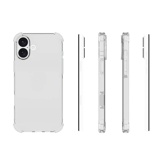 For iPhone 16 Plus Shockproof Non-slip Thickening TPU Phone Case(Transparent) by buy2fix