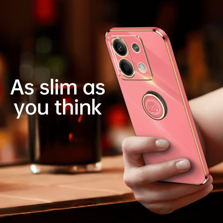 For Xiaomi Redmi Note 13 5G XINLI Straight Edge 6D Electroplate TPU Phone Case with Ring Holder(Black) - Xiaomi Cases by XINLI | Online Shopping UK | buy2fix