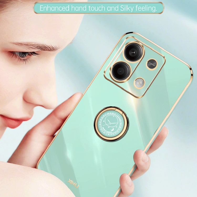 For Xiaomi Redmi Note 13 5G XINLI Straight Edge 6D Electroplate TPU Phone Case with Ring Holder(Black) - Xiaomi Cases by XINLI | Online Shopping UK | buy2fix