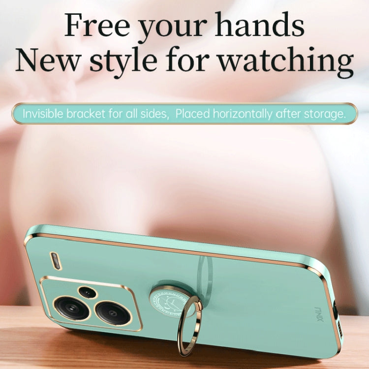 For Xiaomi Redmi Note 13 Pro+ XINLI Straight Edge 6D Electroplate TPU Phone Case with Ring Holder(Black) by XINLI