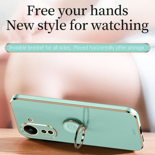 For Xiaomi Redmi 13C 4G XINLI Straight Edge 6D Electroplate TPU Phone Case with Ring Holder(Mint Green) by XINLI