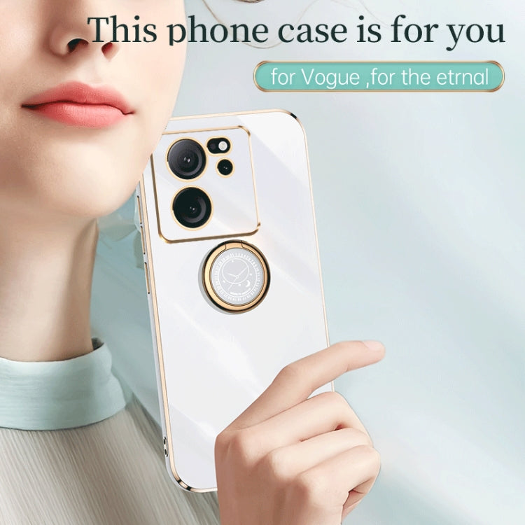 For Xiaomi Redmi K60 Ultra / Mi 13T XINLI Straight Edge 6D Electroplate TPU Phone Case with Ring Holder(Cherry Purple) - Xiaomi Cases by XINLI | Online Shopping UK | buy2fix
