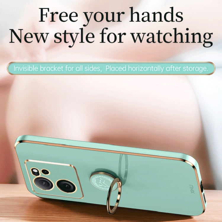 For Xiaomi Redmi K60 Ultra / Mi 13T XINLI Straight Edge 6D Electroplate TPU Phone Case with Ring Holder(Mint Green) by XINLI