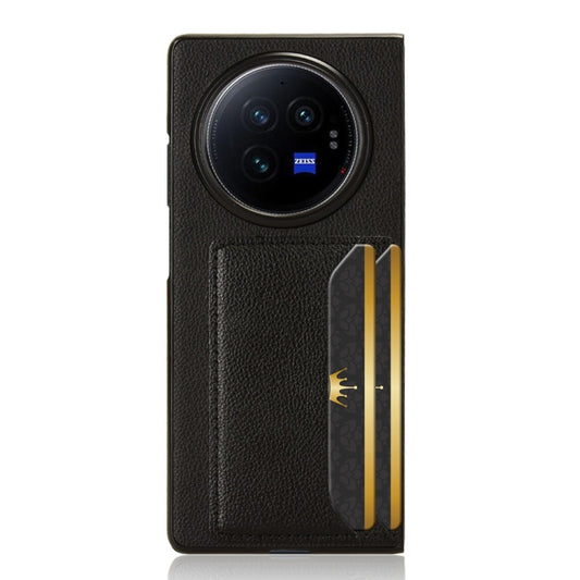 For vivo X Fold3 Litchi Texture Card Slots Back Cover Phone Case(Black) by buy2fix