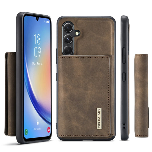 For Samsung Galaxy A34 5G DG.MING M1 Series 3-Fold Multi Card Wallet + Magnetic Phone Case(Coffee) by DG.MING