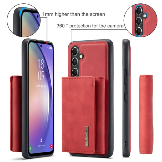 For Samsung Galaxy A35 5G DG.MING M1 Series 3-Fold Multi Card Wallet + Magnetic Phone Case(Red) by DG.MING