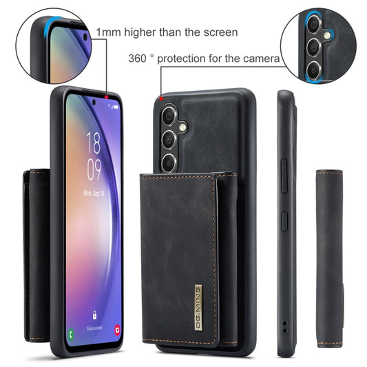 For Samsung Galaxy A35 5G DG.MING M1 Series 3-Fold Multi Card Wallet + Magnetic Phone Case(Black) by DG.MING