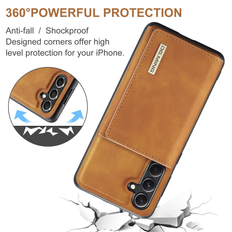 For Samsung Galaxy A55 5G DG.MING M1 Series 3-Fold Multi Card Wallet + Magnetic Phone Case(Brown) - Galaxy Phone Cases by DG.MING | Online Shopping UK | buy2fix