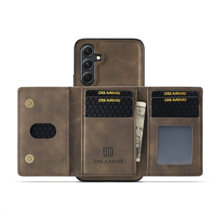 For Samsung Galaxy A34 5G DG.MING M2 Series 3-Fold Multi Card Bag + Magnetic Phone Case(Coffee) by DG.MING