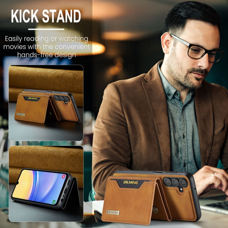For Samsung Galaxy A15 5G / A15 4G DG.MING M2 Series 3-Fold Multi Card Bag + Magnetic Phone Case(Brown) by DG.MING