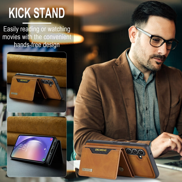 For Samsung Galaxy A35 5G DG.MING M2 Series 3-Fold Multi Card Bag + Magnetic Phone Case(Brown) by DG.MING