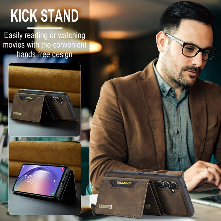 For Samsung Galaxy A35 5G DG.MING M2 Series 3-Fold Multi Card Bag + Magnetic Phone Case(Coffee) by DG.MING