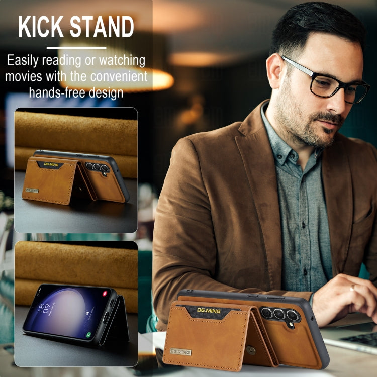 For Samsung Galaxy A55 5G DG.MING M2 Series 3-Fold Multi Card Bag + Magnetic Phone Case(Brown) by DG.MING