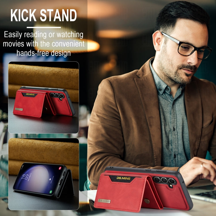 For Samsung Galaxy A55 5G DG.MING M2 Series 3-Fold Multi Card Bag + Magnetic Phone Case(Red) by DG.MING