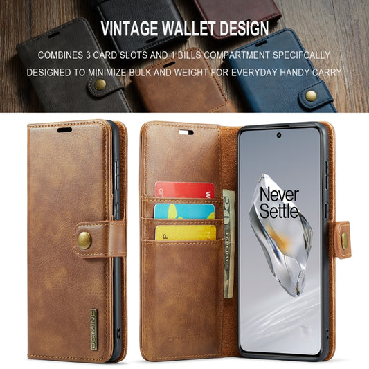 For OnePlus 12 DG.MING Crazy Horse Texture Detachable Magnetic Leather Case(Brown) by DG.MING