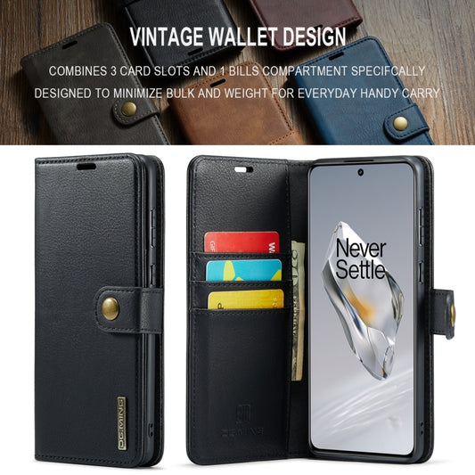 For OnePlus 12 DG.MING Crazy Horse Texture Detachable Magnetic Leather Case(Black) by DG.MING