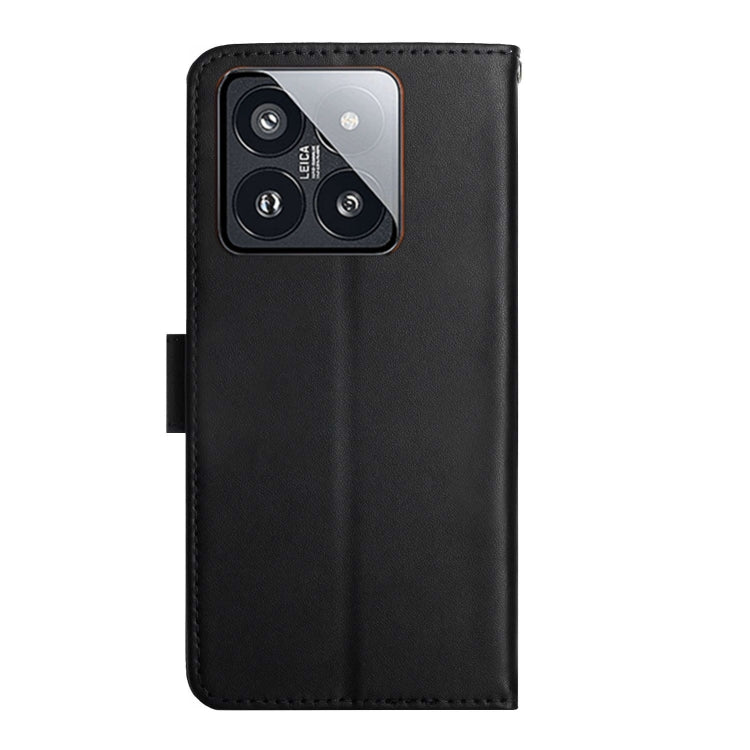 For Xiaomi 14 Genuine Leather Fingerprint-proof Flip Phone Case(Black) - Xiaomi Cases by buy2fix | Online Shopping UK | buy2fix