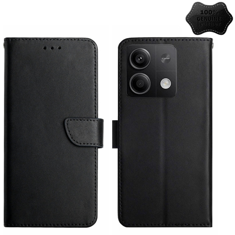For Xiaomi Redmi Note 13 Global Genuine Leather Fingerprint-proof Flip Phone Case(Black) - Xiaomi Cases by buy2fix | Online Shopping UK | buy2fix