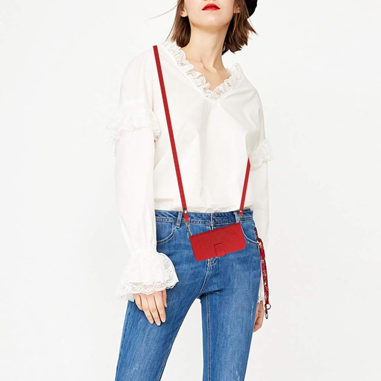 For Xiaomi 14 Skin Feel Sun Flower Embossed Flip Leather Phone Case with Lanyard(Red) - Xiaomi Cases by buy2fix | Online Shopping UK | buy2fix