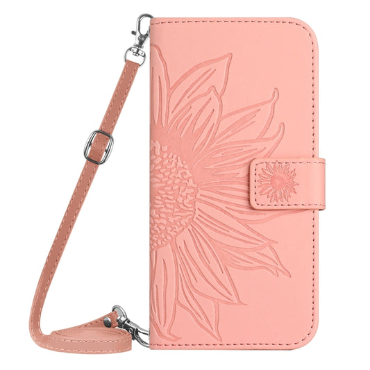 For Xiaomi 14 Pro Skin Feel Sun Flower Embossed Flip Leather Phone Case with Lanyard(Pink) by buy2fix