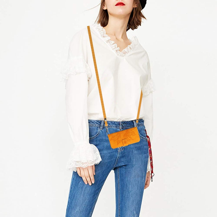 For Xiaomi Redmi Note 13 4G Global Skin Feel Sun Flower Embossed Flip Leather Phone Case with Lanyard(Yellow) by buy2fix