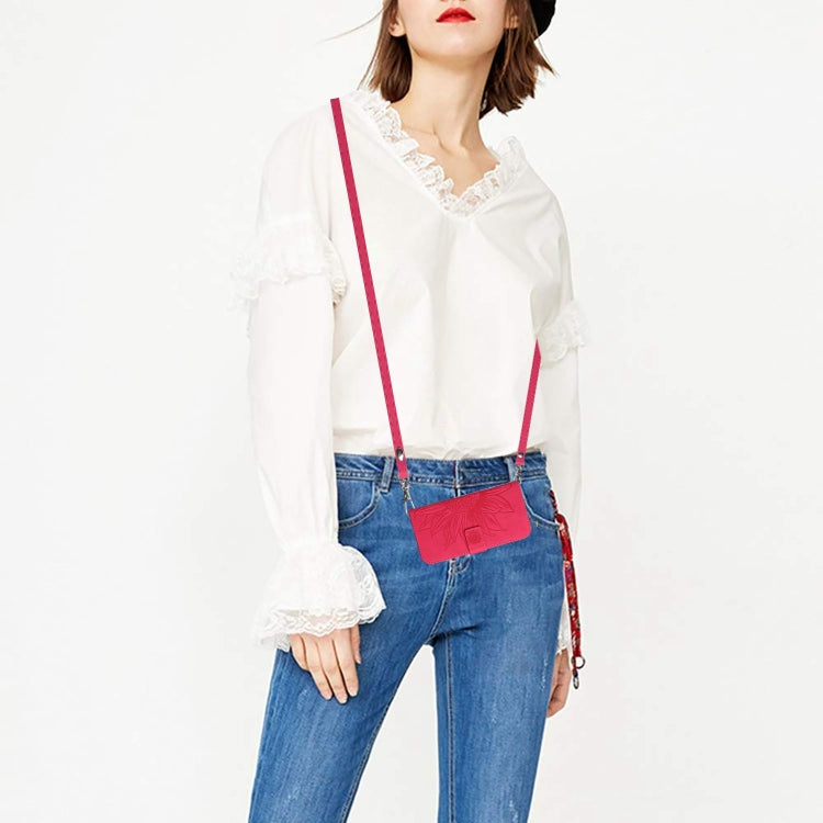 For Xiaomi Redmi A3 Skin Feel Sun Flower Embossed Flip Leather Phone Case with Lanyard(Rose Red) by buy2fix