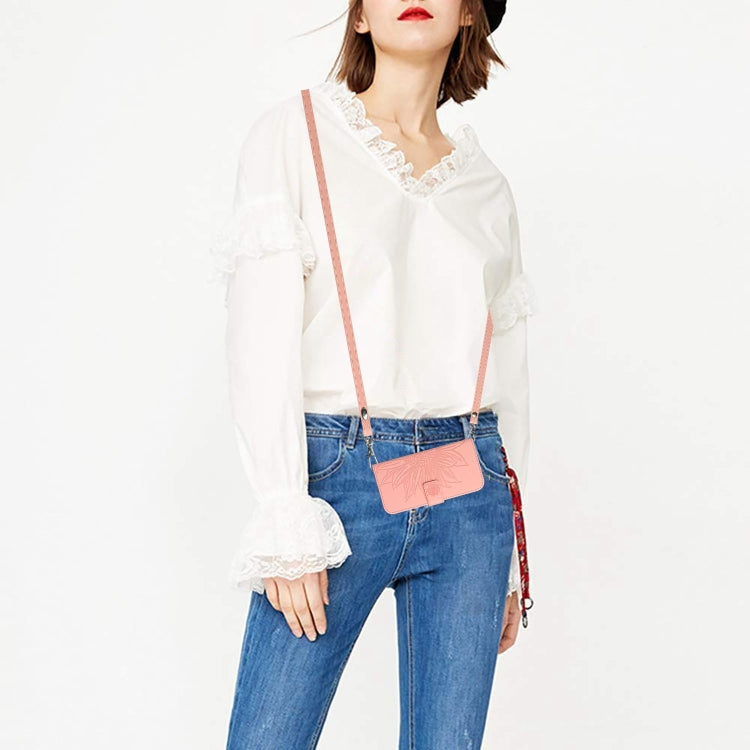 For Xiaomi Redmi A3 Skin Feel Sun Flower Embossed Flip Leather Phone Case with Lanyard(Pink) by buy2fix