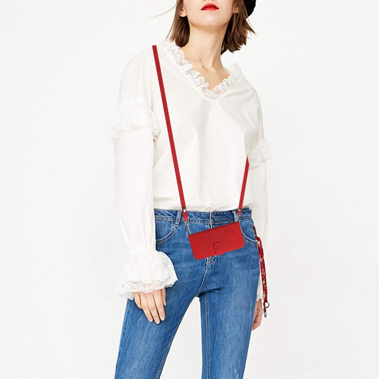 For Xiaomi Redmi A3 Skin Feel Sun Flower Embossed Flip Leather Phone Case with Lanyard(Red) by buy2fix