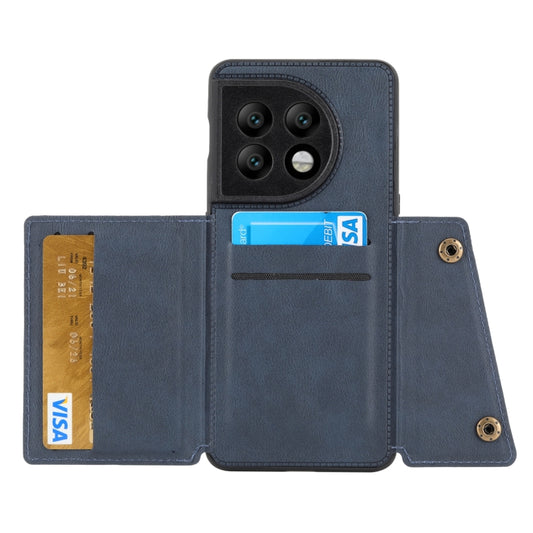 For OnePlus 11 Double Buckle Magnetic PU+TPU Phone Case(Blue) by buy2fix
