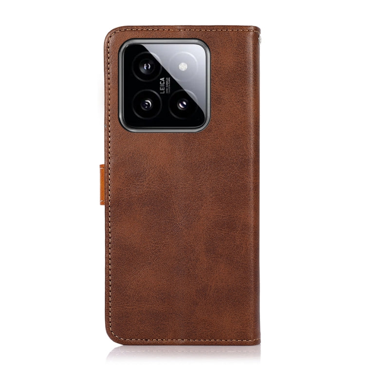 For Xiaomi 14 Pro KHAZNEH Cowhide Texture Flip Leather Phone Case(Brown) - Xiaomi 14 Pro Cases by buy2fix | Online Shopping UK | buy2fix