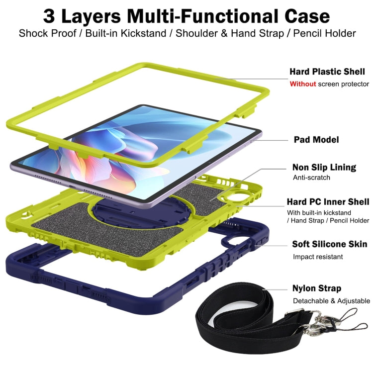 For Huawei MatePad 11.5 2023 360 Degree Rotation PC Contrast Silicone Tablet Case(Navy Blue + Yellow Green) - Huawei by buy2fix | Online Shopping UK | buy2fix