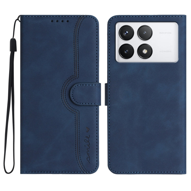 For Xiaomi Redmi K70 Heart Pattern Skin Feel Leather Phone Case(Royal Blue) - Xiaomi Cases by buy2fix | Online Shopping UK | buy2fix
