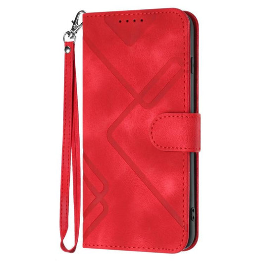 For Google Pixel 10 / Pixel 10 Pro Line Pattern Skin Feel Leather Phone Case(Red) - Google Cases by buy2fix | Online Shopping UK | buy2fix
