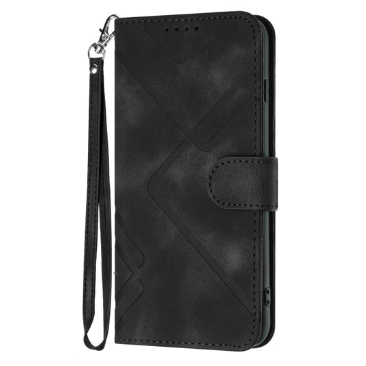 For OnePlus 11 Line Pattern Skin Feel Leather Phone Case(Black) by buy2fix